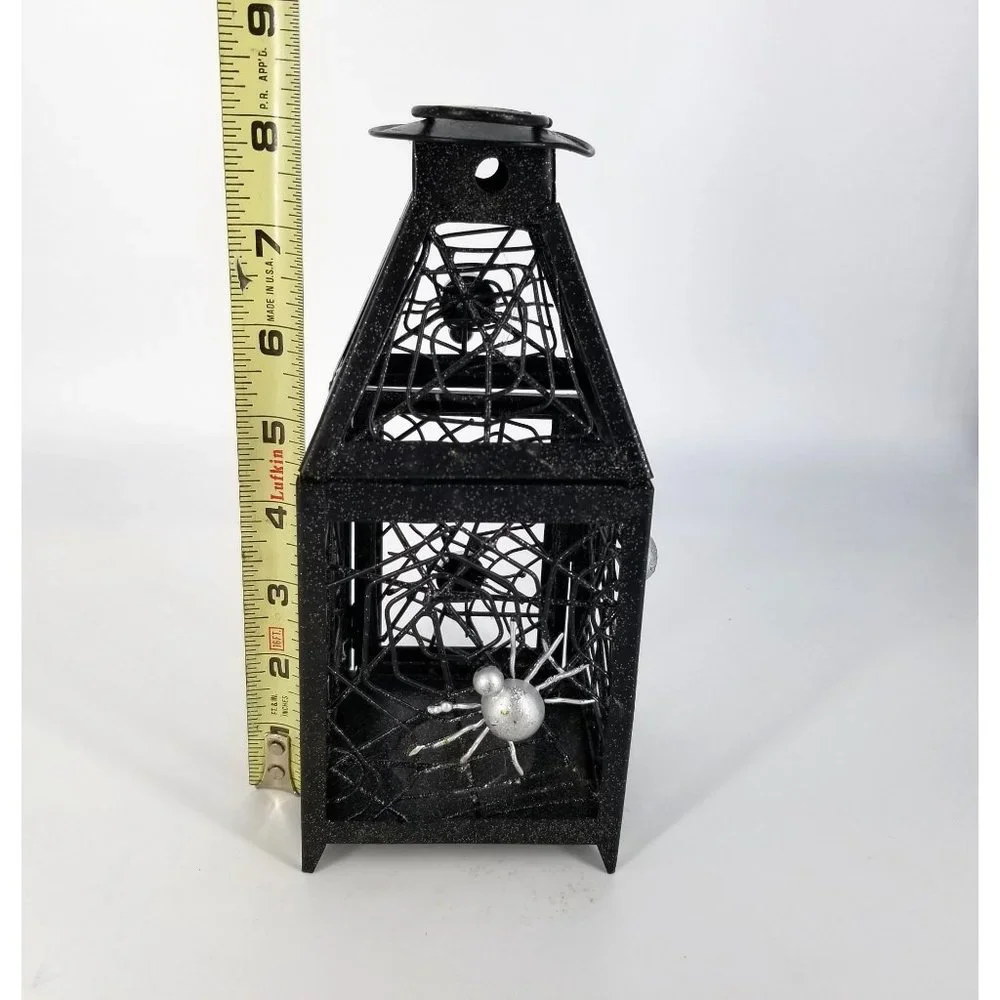 Spider Web Lantern Candle Holder Black Metal Halloween Home Decor Gothic 8